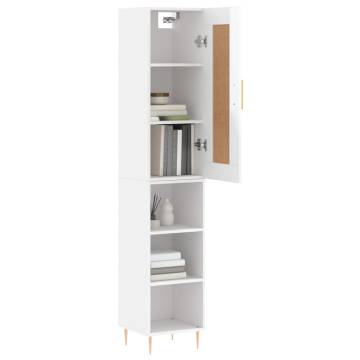 Highboard High Gloss White 34.5x34x180 cm Engineered Wood