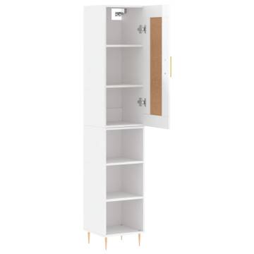 Highboard High Gloss White 34.5x34x180 cm Engineered Wood