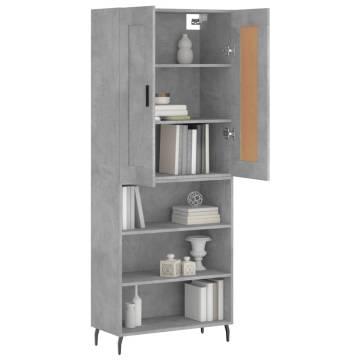 Highboard Concrete Grey 69.5x34x180 cm Engineered Wood