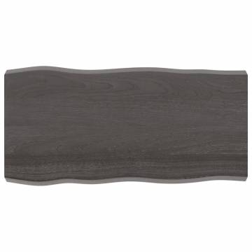 Table Top Dark Brown 100x50x(2-6) cm Treated Solid Wood Live Edge