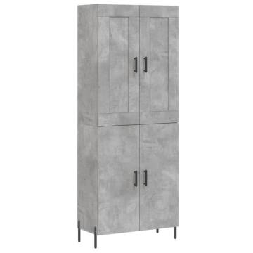 Highboard Concrete Grey 69.5x34x180 cm Engineered Wood