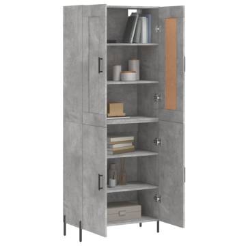 Highboard Concrete Grey 69.5x34x180 cm Engineered Wood