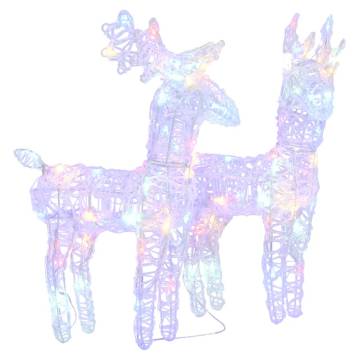 Christmas Reindeers 2 pcs Multicolour 80 LEDs Acrylic