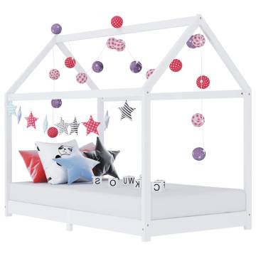 Kids Bed Frame White Solid Pine Wood 90x200 cm