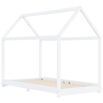 Kids Bed Frame White Solid Pine Wood 90x200 cm