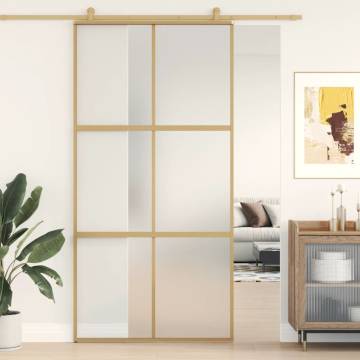 Sliding Door Gold 102.5x205 cm Frosted ESG Glass and Aluminium