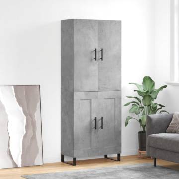 Highboard Concrete Grey 69.5x34x180 cm Engineered Wood