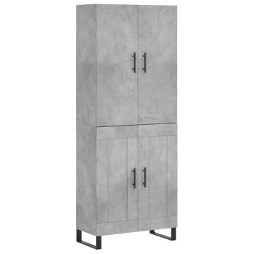 Highboard Concrete Grey 69.5x34x180 cm Engineered Wood