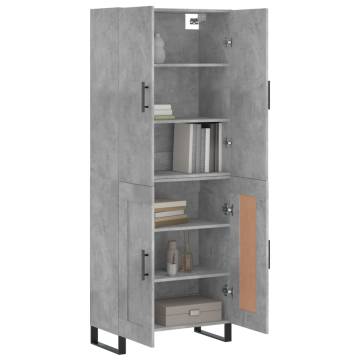 Highboard Concrete Grey 69.5x34x180 cm Engineered Wood