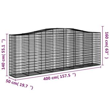 Arched Gabion Baskets 2 pcs 400x50x140/160 cm Galvanised Iron