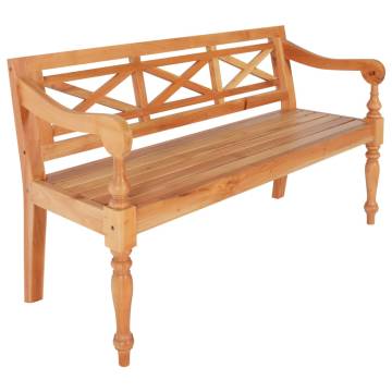 Batavia Bench 123 cm Solid Mahogany Wood Light Brown