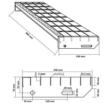 Grate Step 90x24x7 cm Galvanised Steel