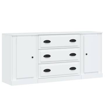 Sideboards 3 pcs High Gloss White Engineered Wood