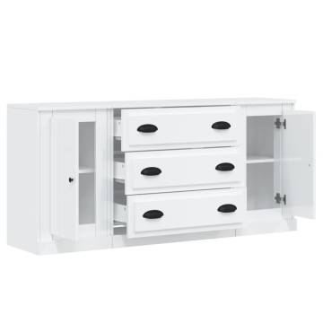 Sideboards 3 pcs High Gloss White Engineered Wood