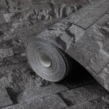 Wallpaper 3D Stone Look Black