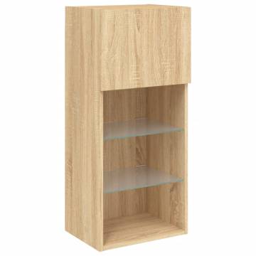 TV Cabinets with LED Lights 2 pcs Sonoma Oak 40.5x30x90 cm