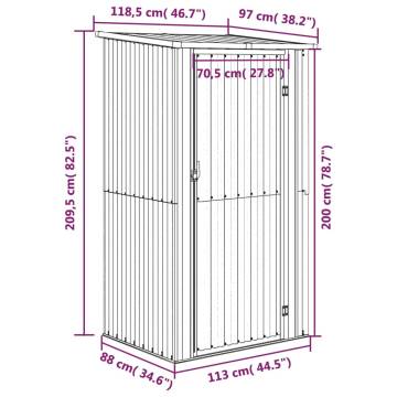 Garden Shed Grey 118.5x97x209.5 cm Galvanised Steel