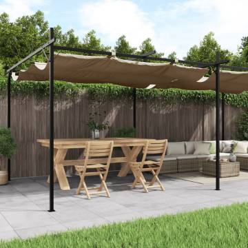 Pergola with Retractable Roof Taupe 589x292x230 cm