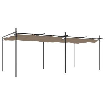 Pergola with Retractable Roof Taupe 589x292x230 cm