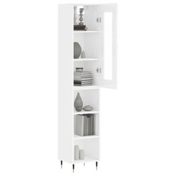 Highboard High Gloss White 34.5x34x180 cm Engineered Wood