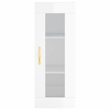 Highboard High Gloss White 34.5x34x180 cm Engineered Wood