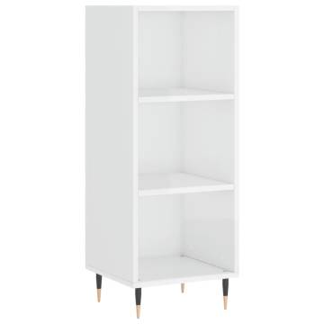 Highboard High Gloss White 34.5x34x180 cm Engineered Wood