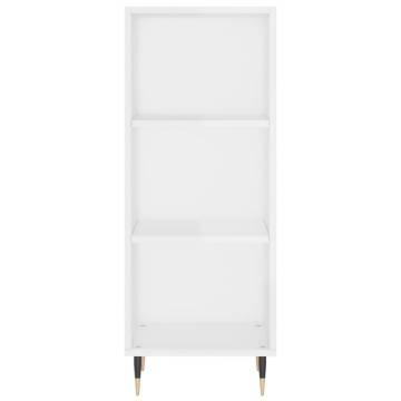 Highboard High Gloss White 34.5x34x180 cm Engineered Wood