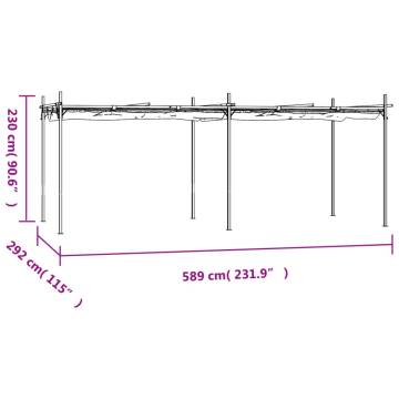 Pergola with Retractable Roof Taupe 589x292x230 cm