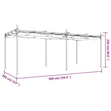 Pergola with Retractable Roof Taupe 589x292x230 cm