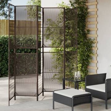 Room Divider 6 Panels Brown Poly Rattan