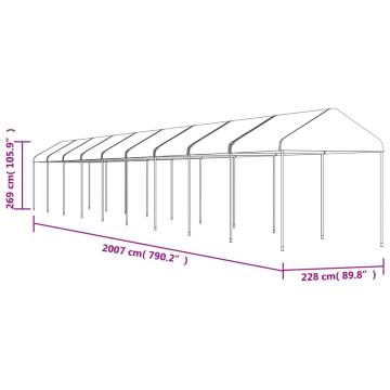 Gazebo with Roof White 20.07x2.28x2.69 m Polyethylene