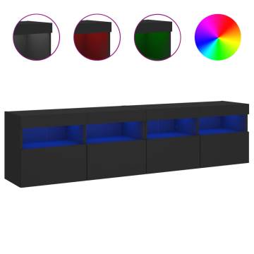 TV Wall Cabinets with LED Lights 2 pcs Black 80x30x40 cm