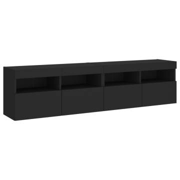 TV Wall Cabinets with LED Lights 2 pcs Black 80x30x40 cm