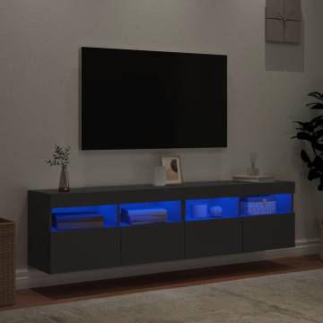 TV Wall Cabinets with LED Lights 2 pcs Black 80x30x40 cm