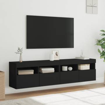 TV Wall Cabinets with LED Lights 2 pcs Black 80x30x40 cm