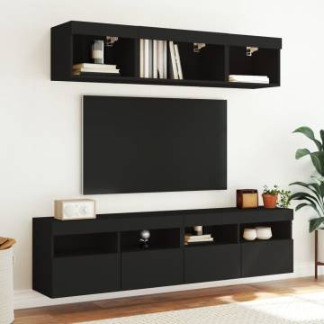 TV Wall Cabinets with LED Lights 2 pcs Black 80x30x40 cm