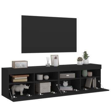 TV Wall Cabinets with LED Lights 2 pcs Black 80x30x40 cm