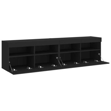 TV Wall Cabinets with LED Lights 2 pcs Black 80x30x40 cm