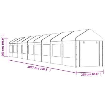 Gazebo with Roof White 20.07x2.28x2.69 m Polyethylene