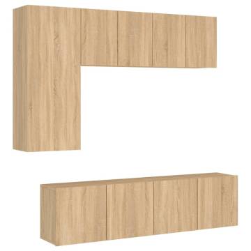 5 Piece TV Wall Units Sonoma Oak Engineered Wood