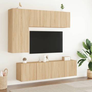 5 Piece TV Wall Units Sonoma Oak Engineered Wood