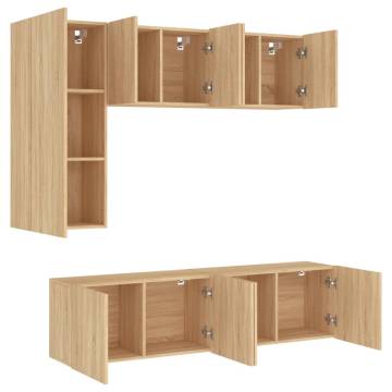 5 Piece TV Wall Units Sonoma Oak Engineered Wood