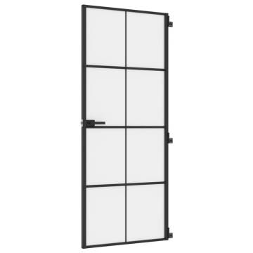 Interior Door Slim Black 83x201.5 cm Tempered Glass and Aluminium