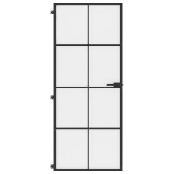 Interior Door Slim Black 83x201.5 cm Tempered Glass and Aluminium