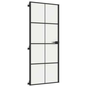 Interior Door Slim Black 83x201.5 cm Tempered Glass and Aluminium