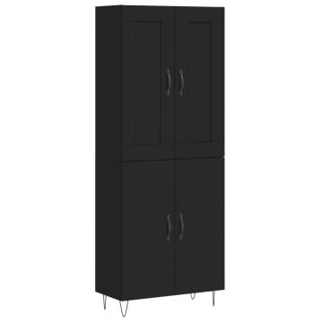 Highboard Black 69.5x34x180 cm Engineered Wood