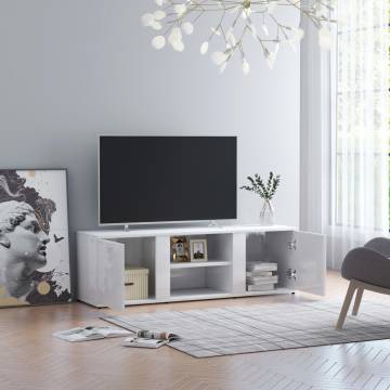 TV Cabinet High Gloss White 120x34x37 cm Engineered Wood