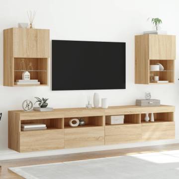 TV Cabinets with LED Lights 2 pcs Sonoma Oak 40.5x30x60 cm