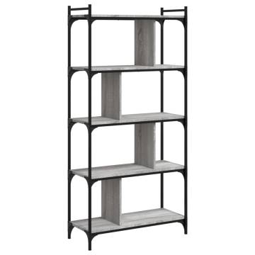 Bookcase 5-Tier Grey Sonoma 76x32x158 cm Engineered Wood