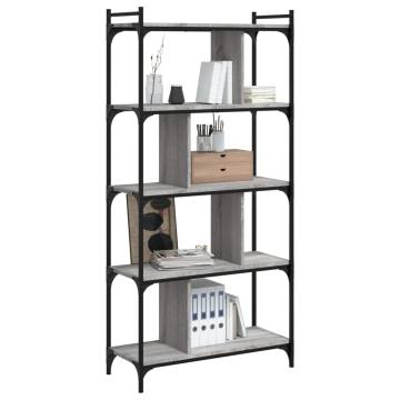 Bookcase 5-Tier Grey Sonoma 76x32x158 cm Engineered Wood